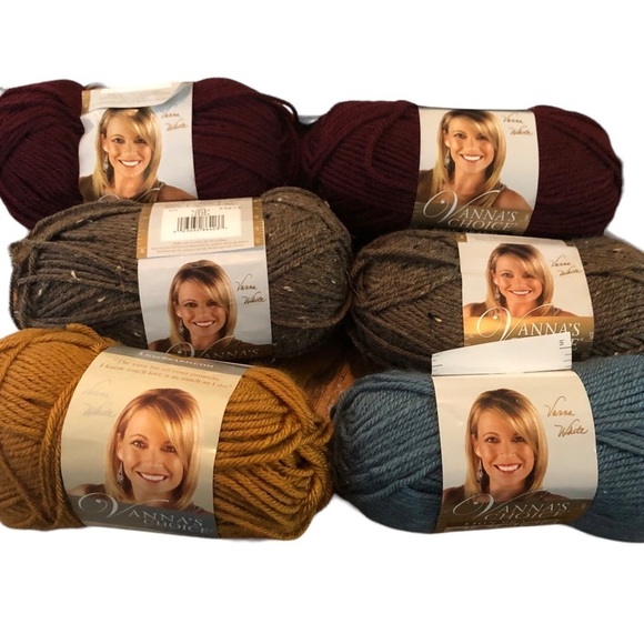 Lion Brand/Bernat Satin Other - Vanna’s Choice Lion Brand Lot Of 7 Skeins Yarn Burgundy Barley Honey Dusty Blue